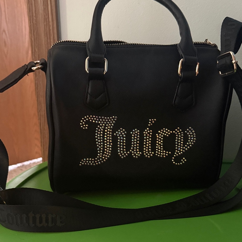 Juicy Couture Black Satchel with Rhinestone Accents